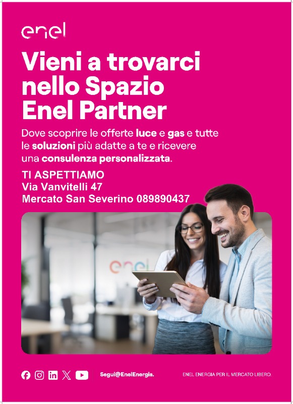 Vieni a trovarci nello Spazio Enel Partner. Dove scoprire le offerte luce e gas e tutte le soluzioni più adatte a te e ricevere una consulenza personalizzata.